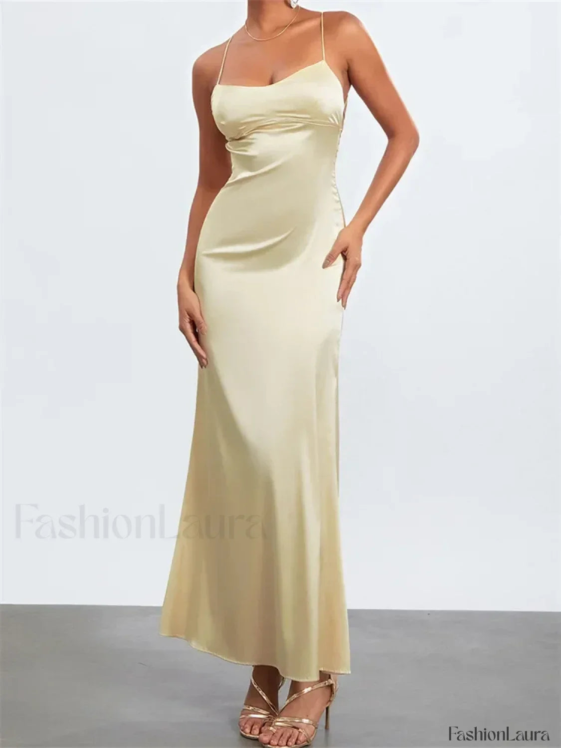 Backless Spaghetti Slim Maxi Dress