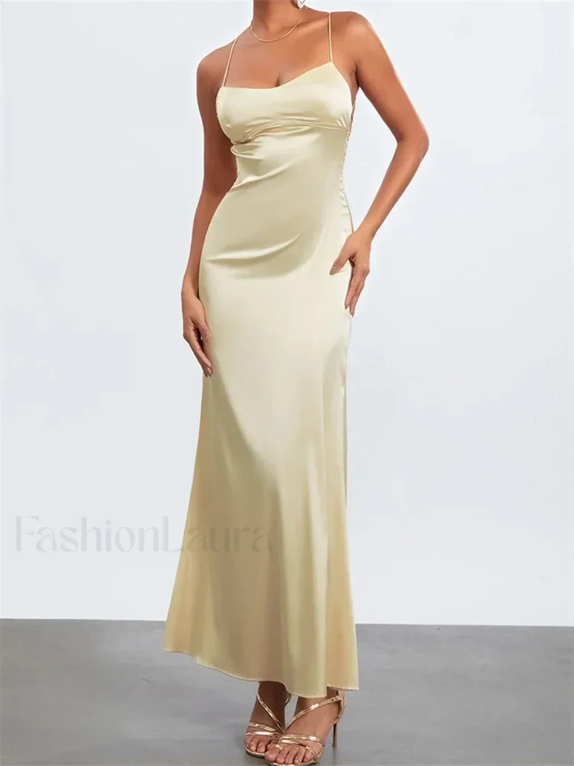 Backless Spaghetti Slim Maxi Dress