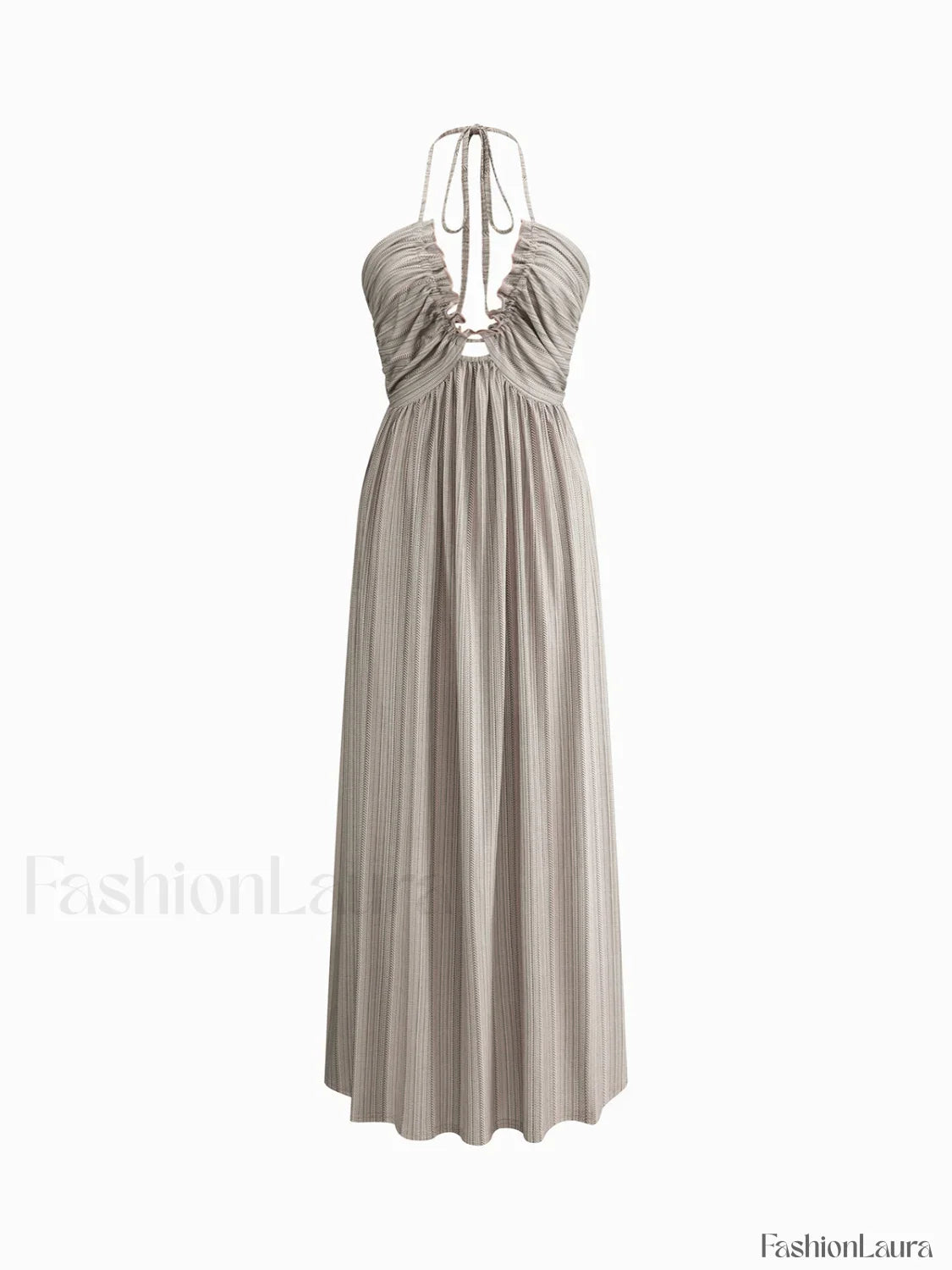 Backless U-Neck Halter Strap Long Dress