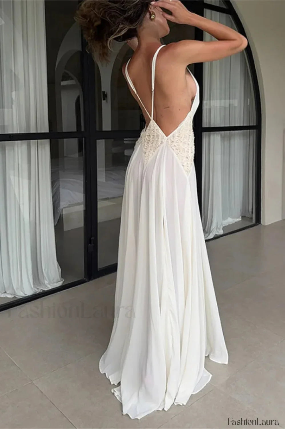 Backless V-Neck Boho Dress