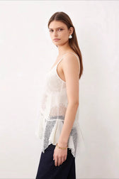 Lace Ruffle Asymmetrical Cami Top