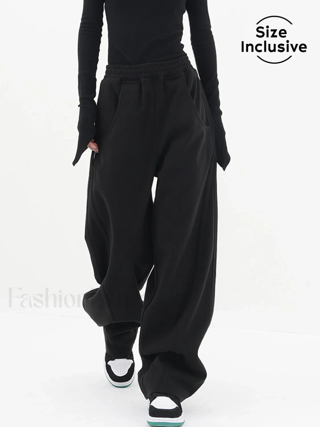 Baggy Solid Wide Leg Pants Black / XS Pants