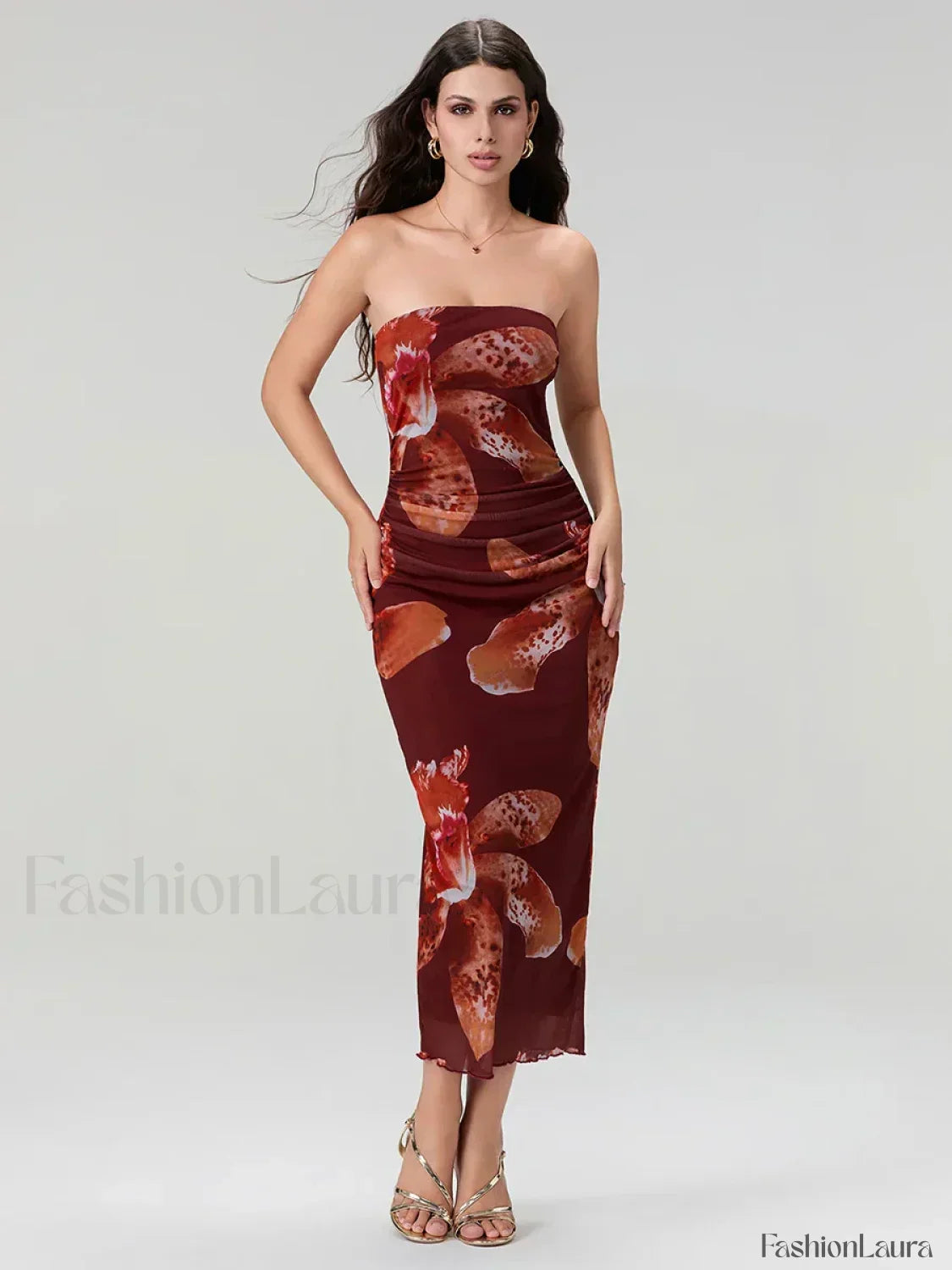 Bandeau Off-Shoulder Floral Dress