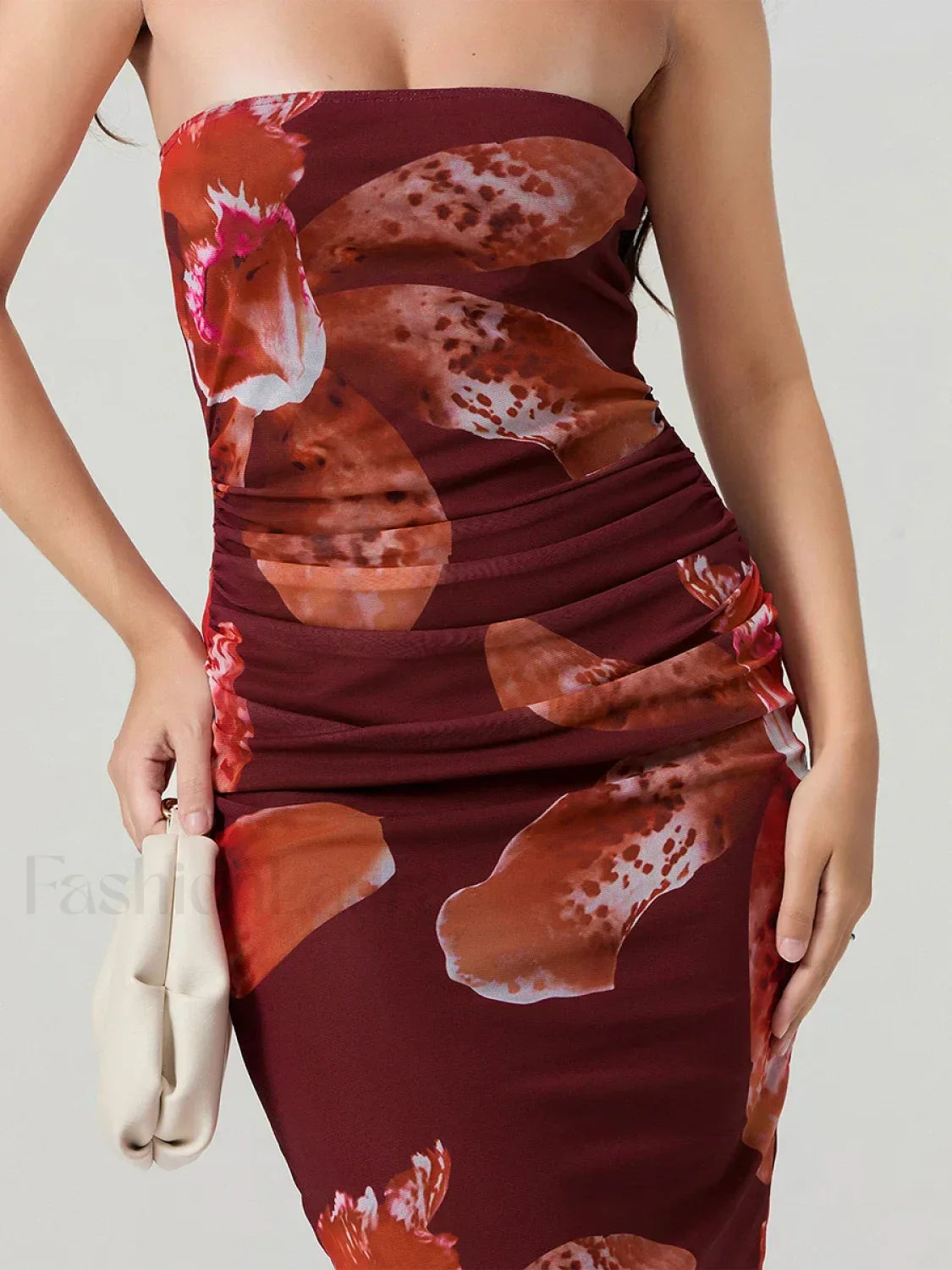 Bandeau Off-Shoulder Floral Dress