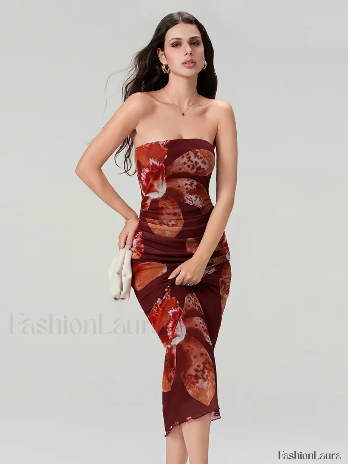 Bandeau Off-Shoulder Floral Dress