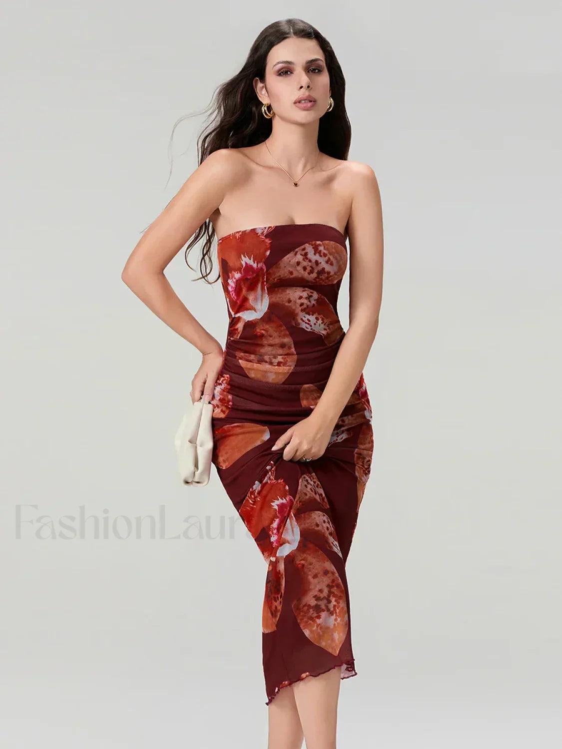 Bandeau Off-Shoulder Floral Dress