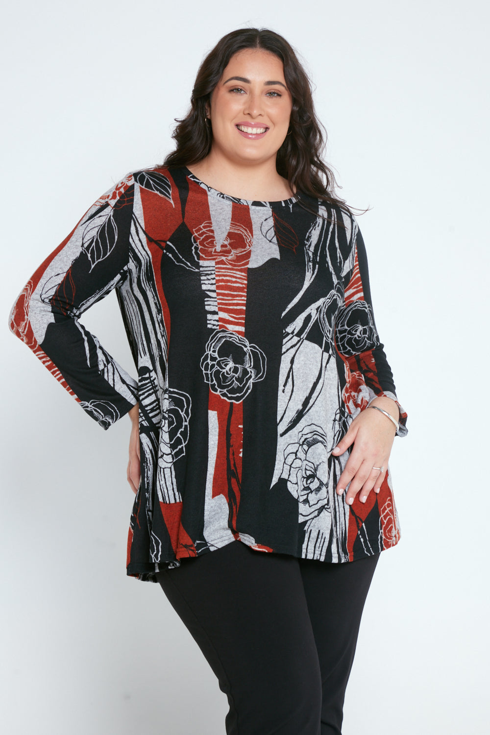 Barb Knit Top - Black Rust