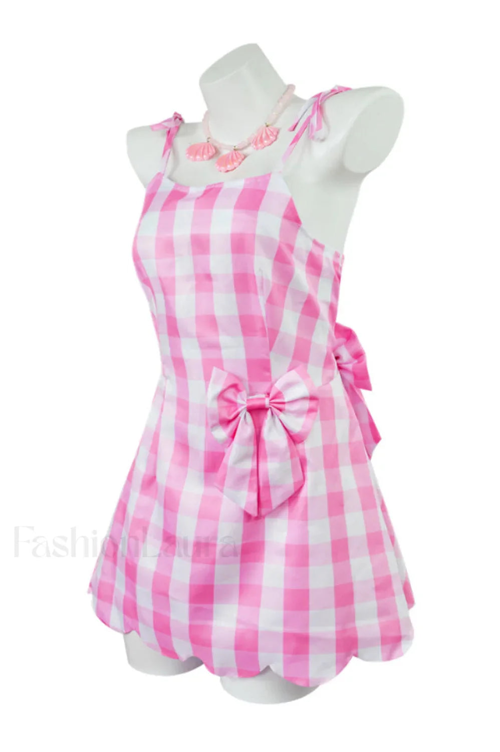 Barbie Movie Margot Charming Pink Plaid Check Dress