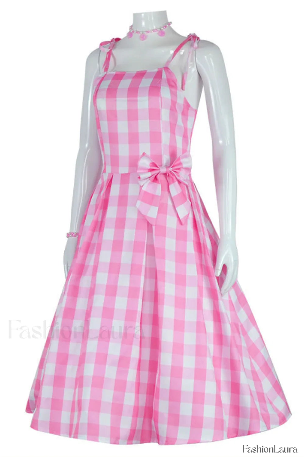 Barbie Movie Margot Charming Pink Plaid Check Dress