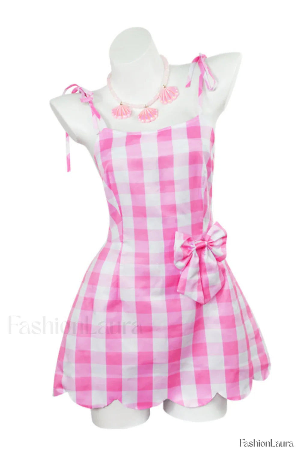 Barbie Movie Margot Charming Pink Plaid Check Dress
