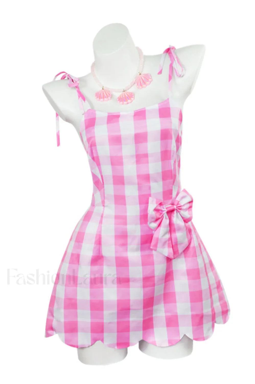 Barbie Movie Margot Charming Pink Plaid Check Dress S / Style 3