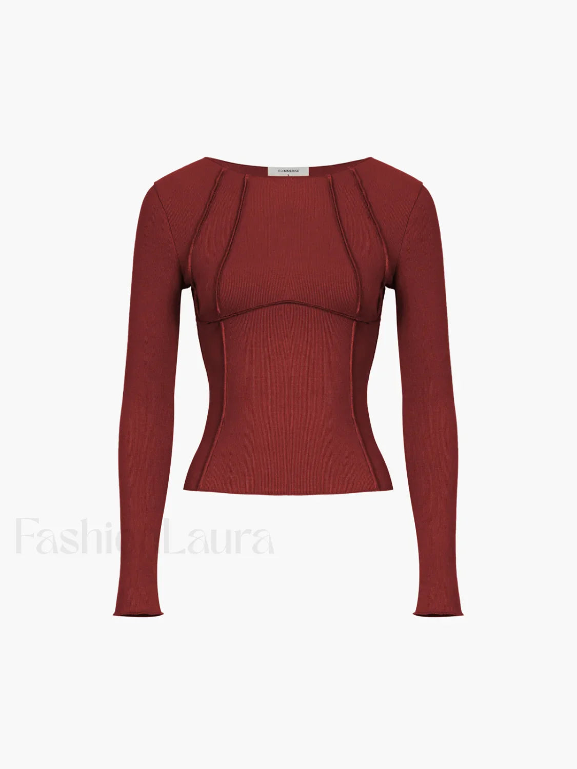 Basic Piping Graceful Long Sleeve Top Red / XS T Shirts