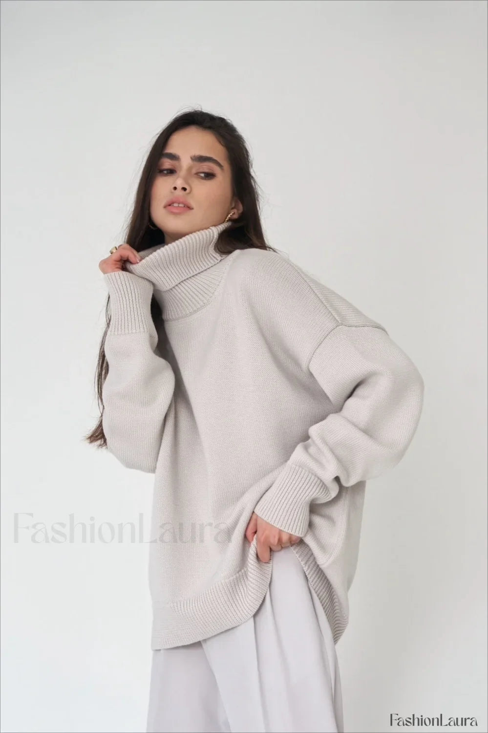 Basic Solid Knit Turtleneck Sweater