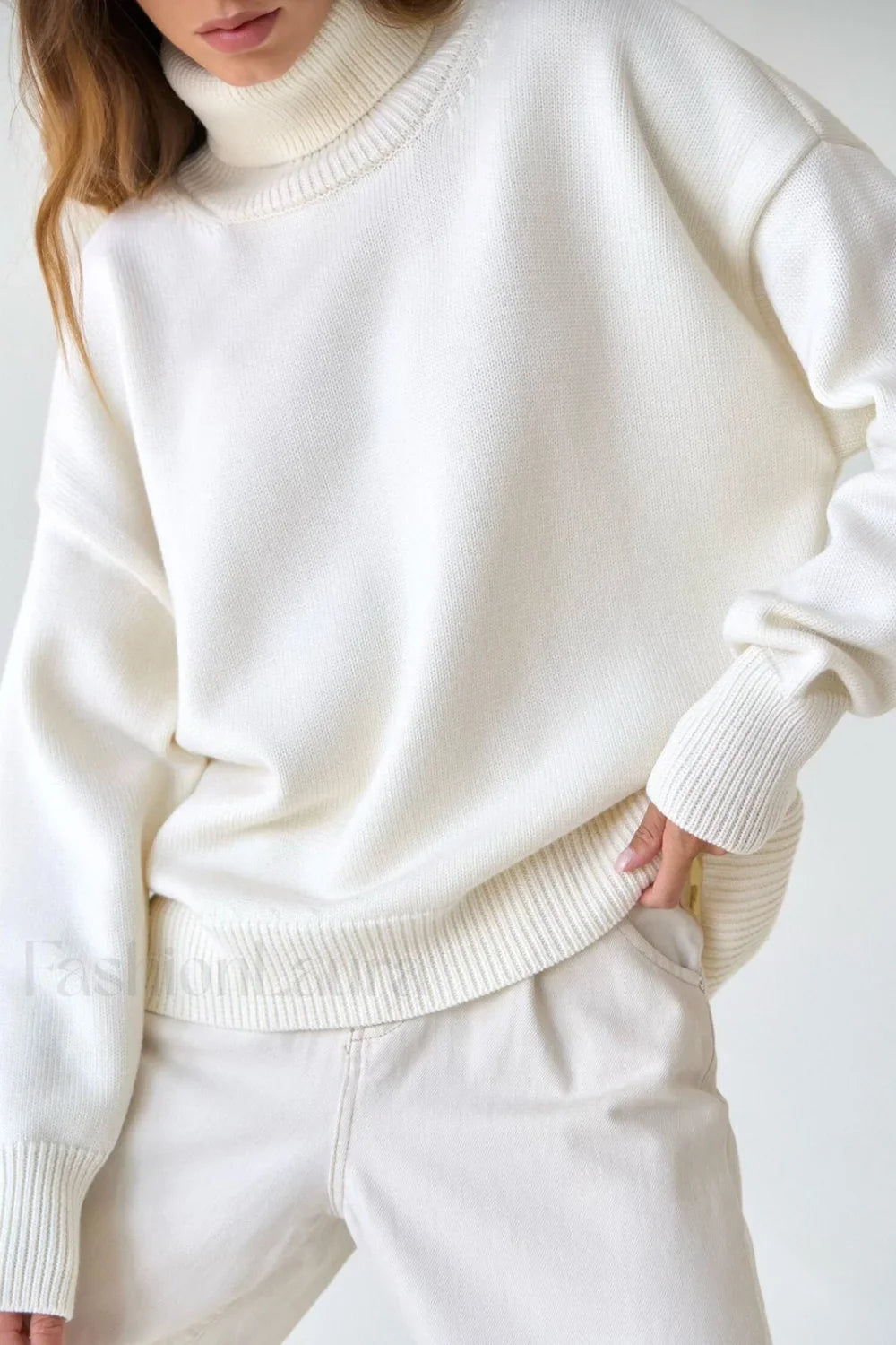 Basic Solid Knit Turtleneck Sweater