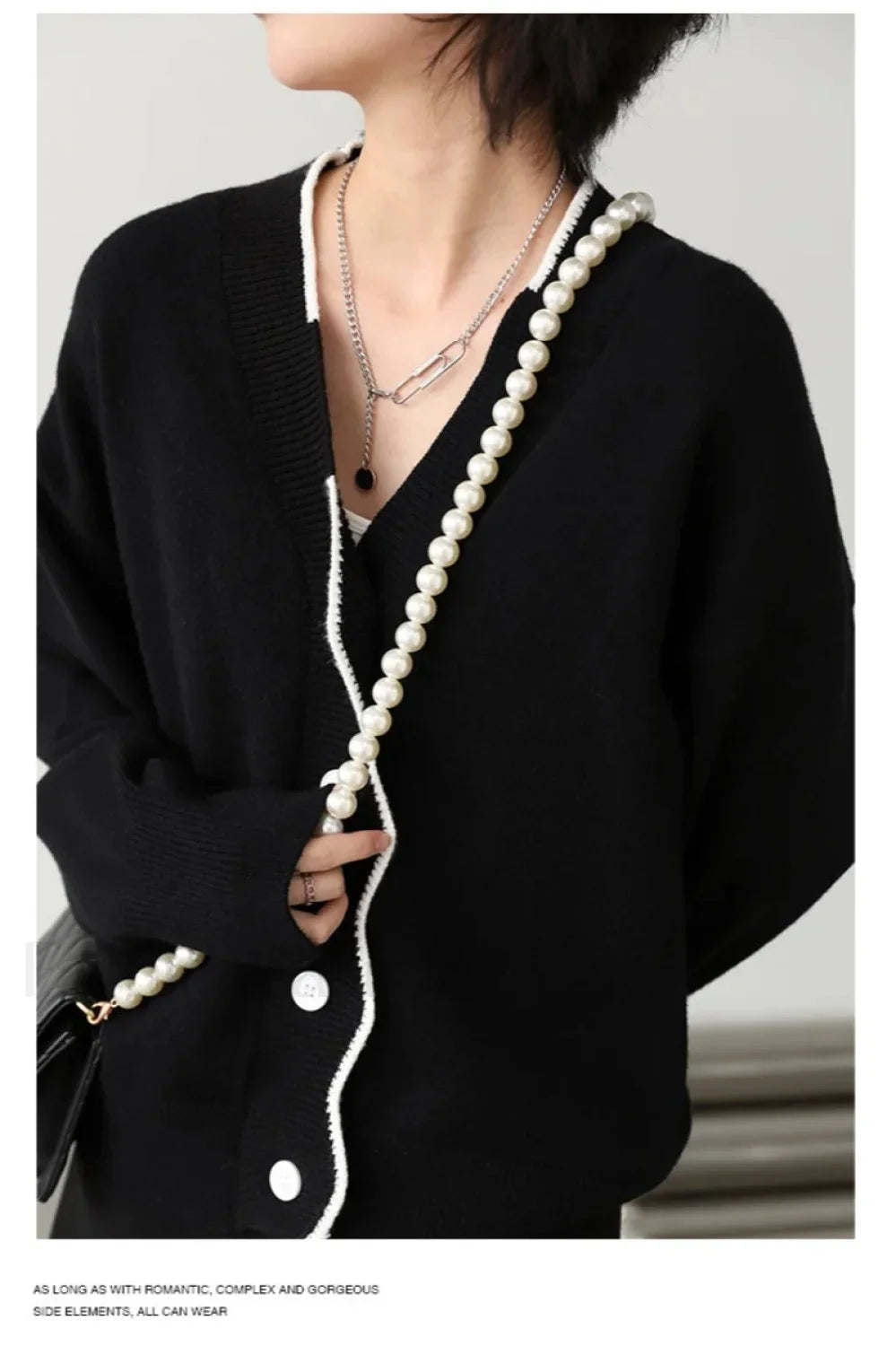 Basic V-neck Loose Knit Cardigan