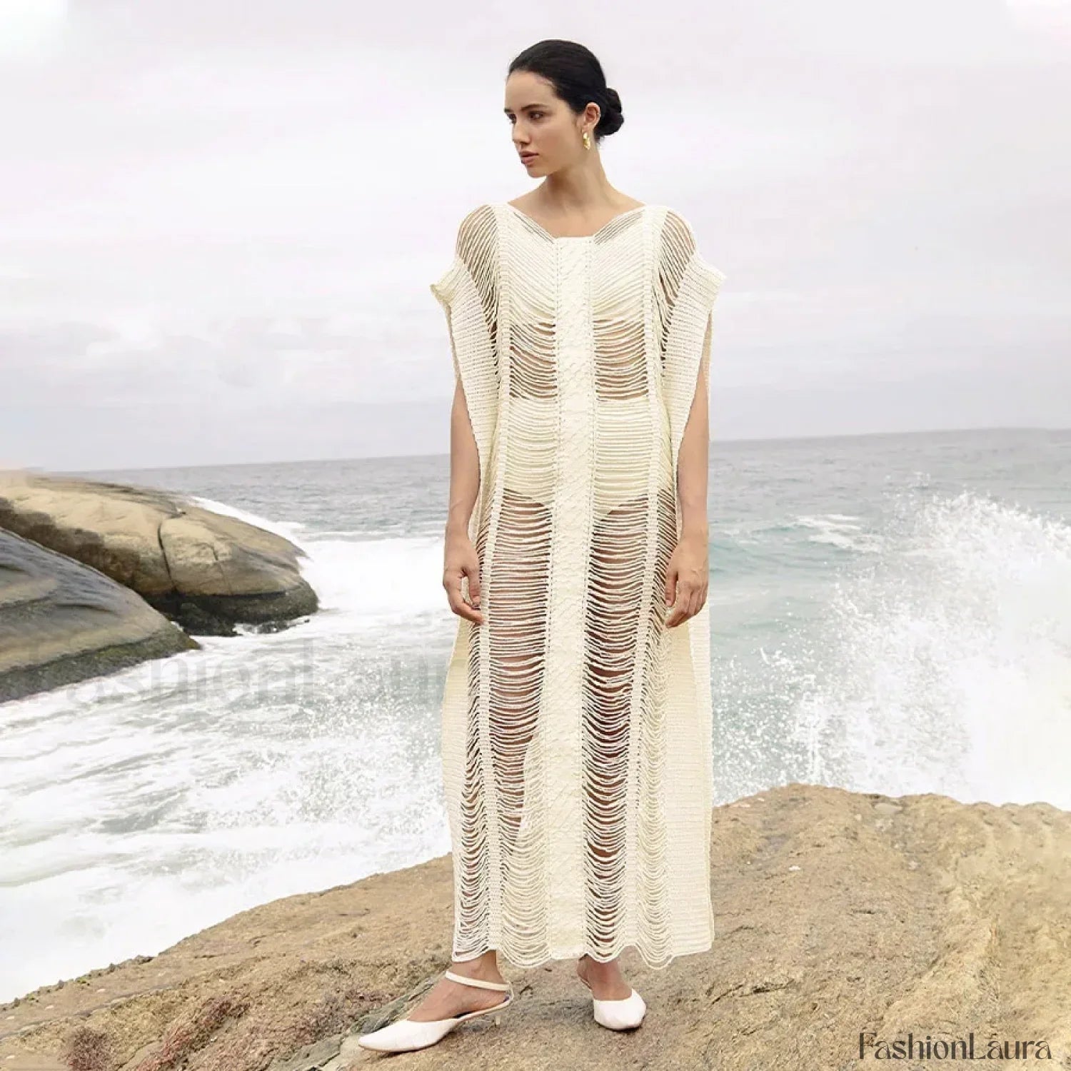 Bat Sleeve Knitted Skirt Cover Up