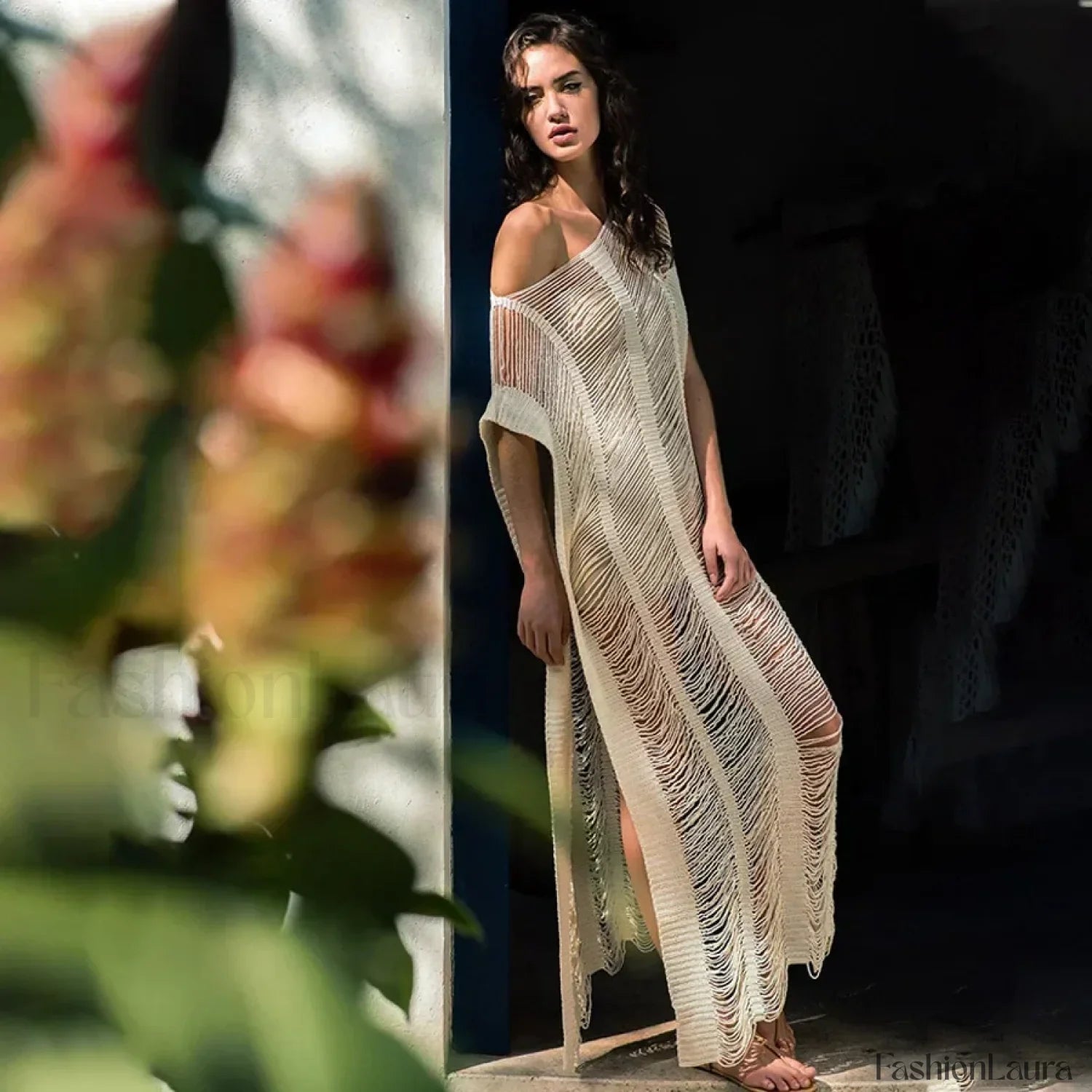 Bat Sleeve Knitted Skirt Cover Up