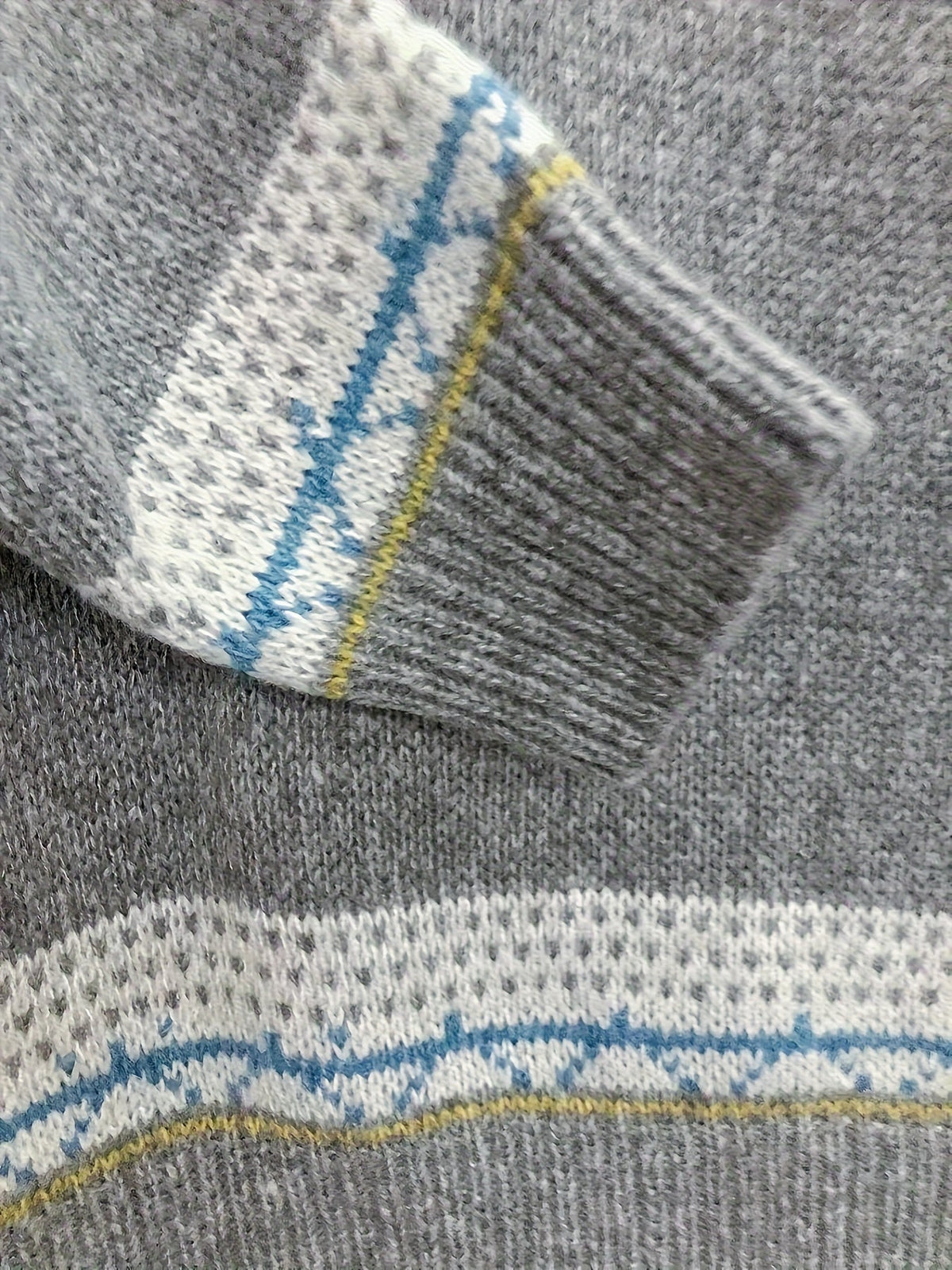 Fair Isle Crew Neck Nordic Knit Sweater