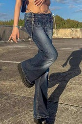 Slim Flare Multi Pocket Trendy Denim Jeans
