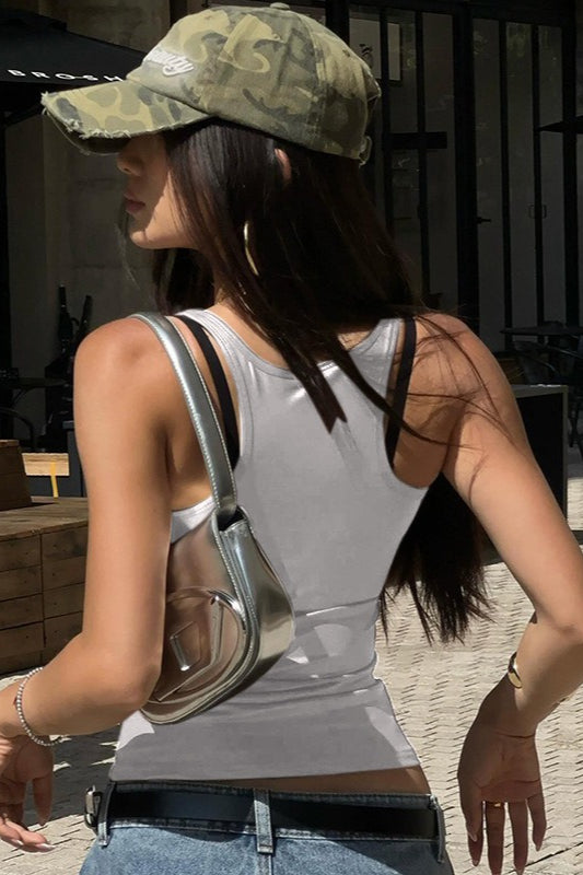 Square Neck Solid Color Tank Top