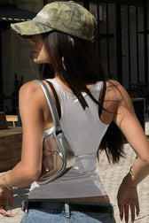 Square Neck Solid Color Tank Top