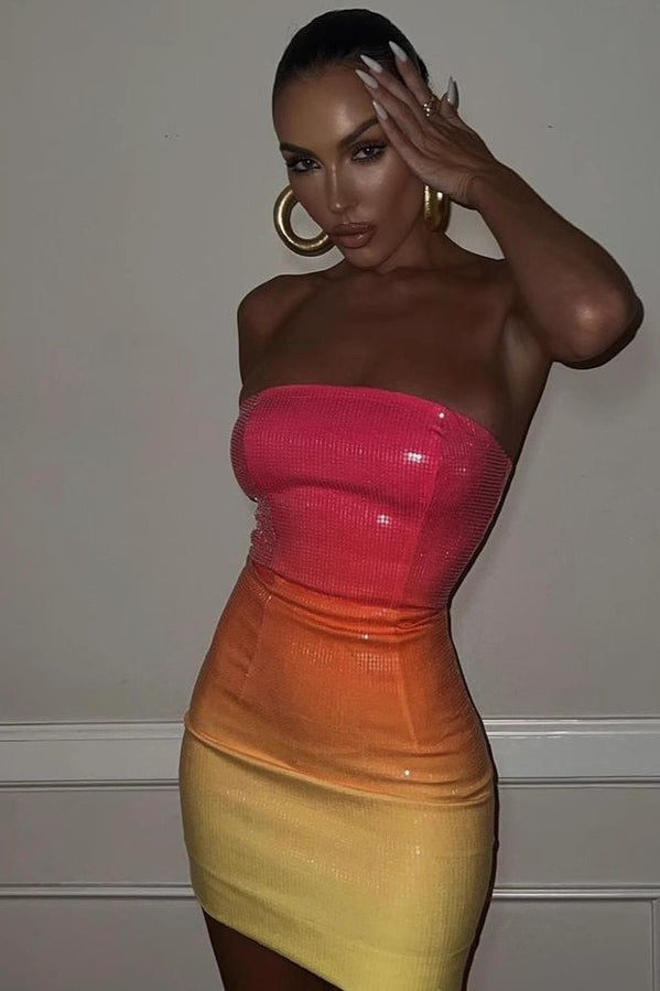 Sequin Strapless Bodycon Mini Dress