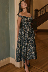 Chic Off Shoulder Backless Slim Waist Printed Cocktail Dress 2