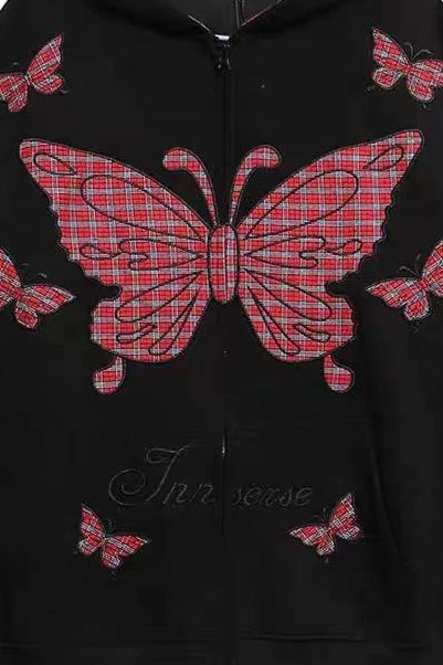 Gothic Butterfly Print Hoodie