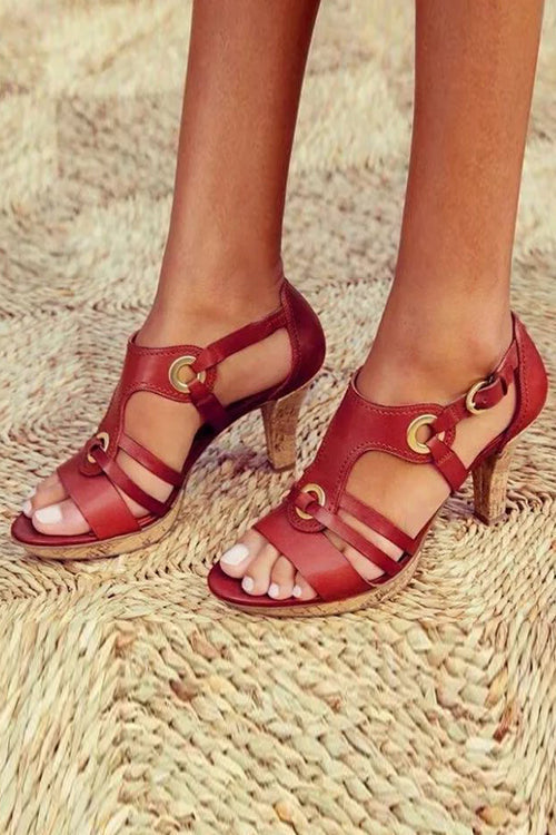 Multi Strap Hollow Heels Sandals