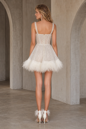 Strapless Feather Sequin Party Slip Dress