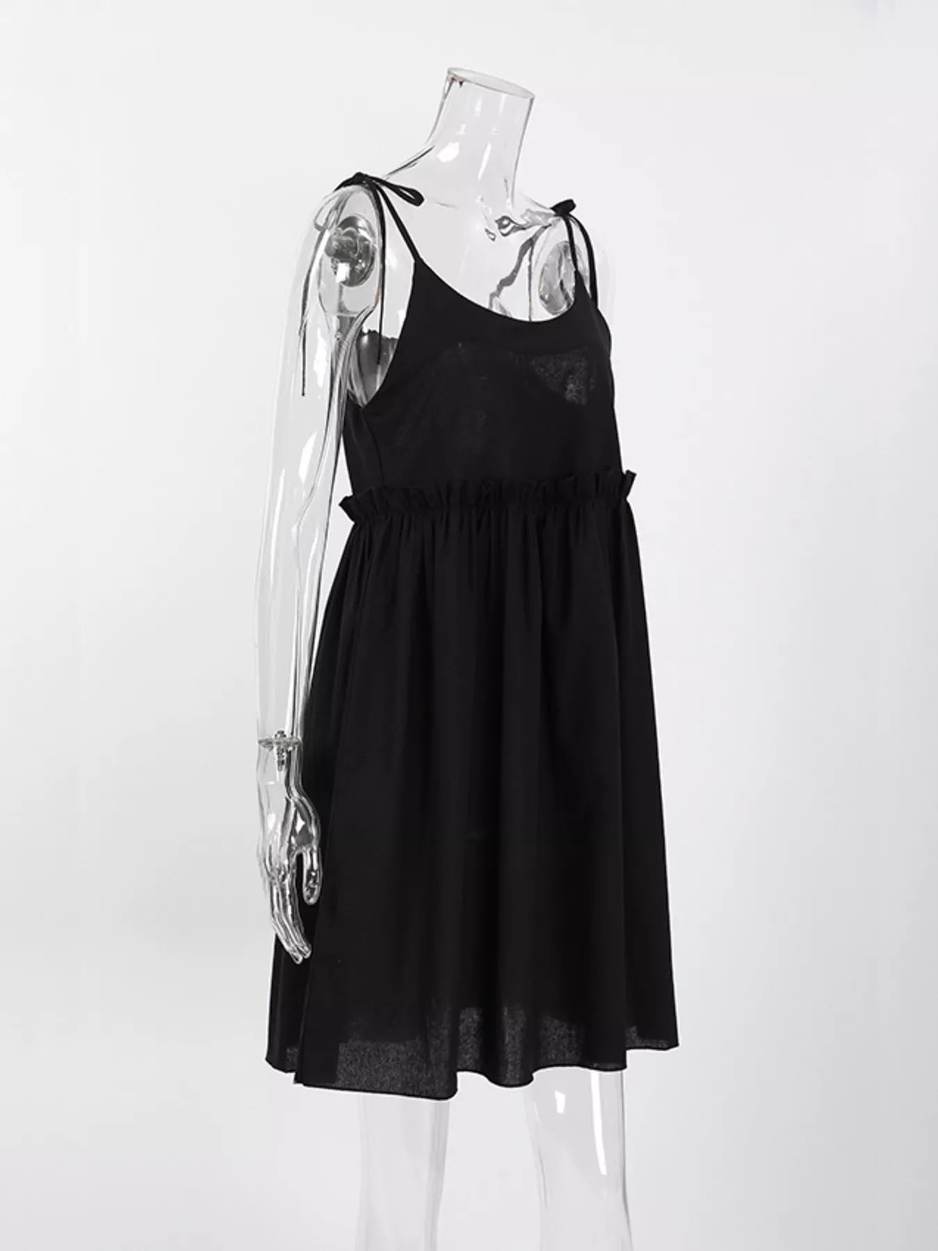 Frill Tie Shoulder Mini Dress
