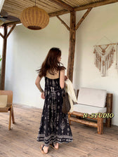 Floral Print Spaghetti Strap Smocked Maxi Dress 16