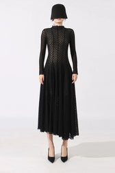 Hollow Out Mesh High Collar Slim Fit Maxi Dress 4