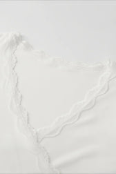 Lace Paneled V-Neck Tie-Waist Long-Sleeve Slim Knit Top