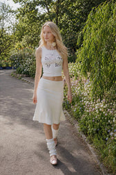 Lettuce-Edge Mesh Plaid Skirt