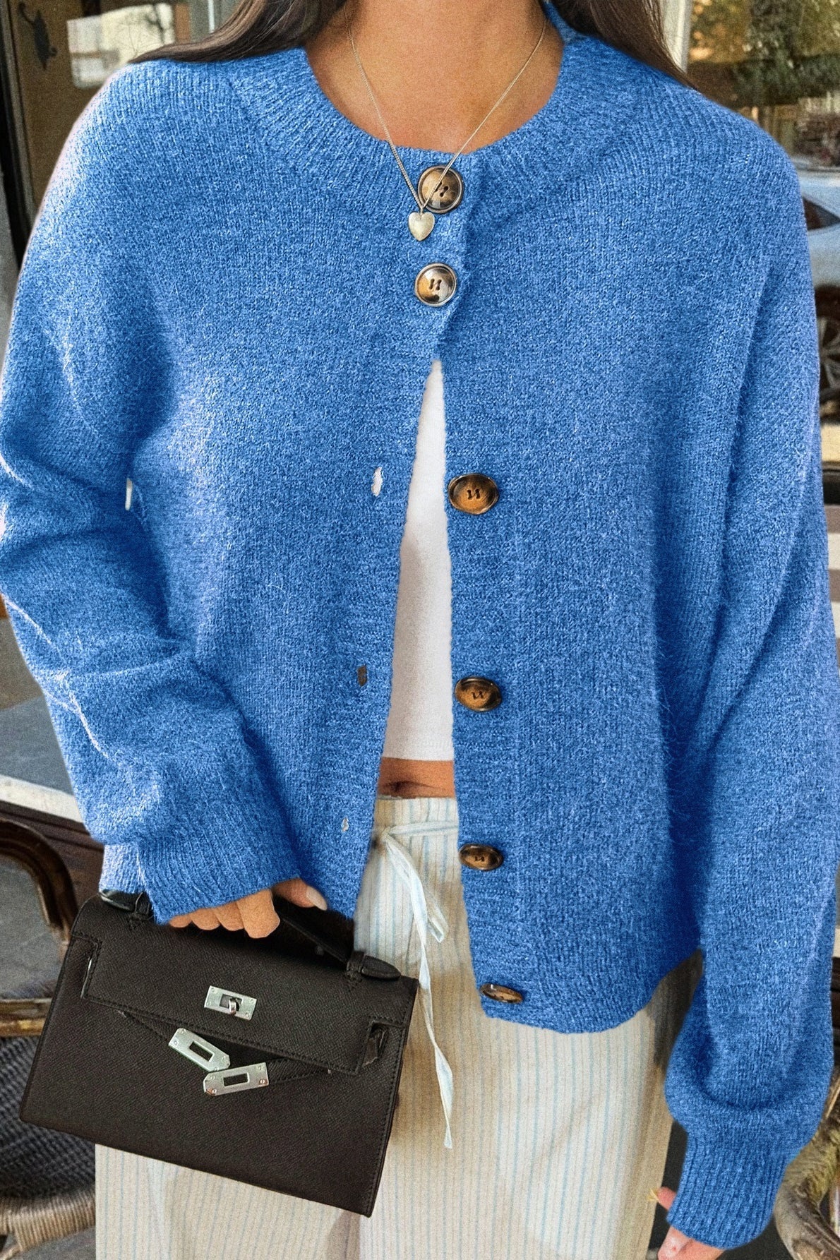 Casual Minimalist Button Front Long Sleeve Coat