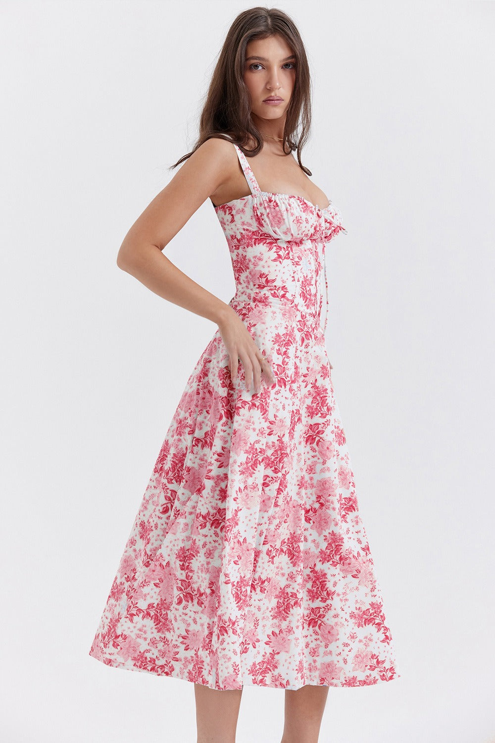 Strap Slit Floral Maxi Floral Dress