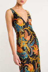 Forever Mine Satin Exclusive Botanical Print Slip Maxi Dress - View 7