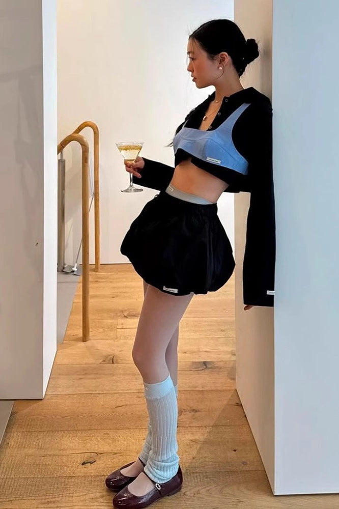 Bubble Hem Elastic Waist Shorts