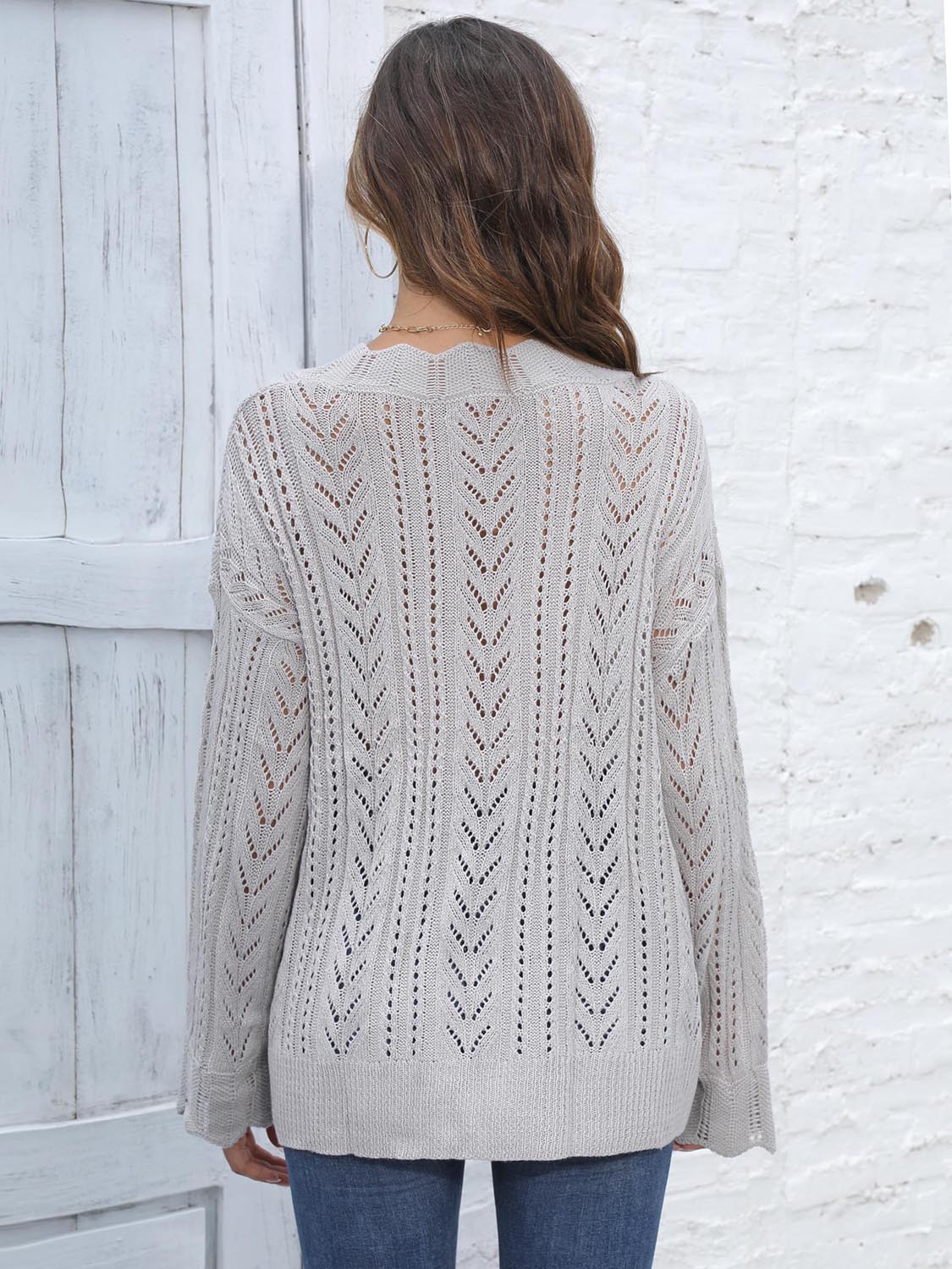 Sweater V-Neck With Openwork Design