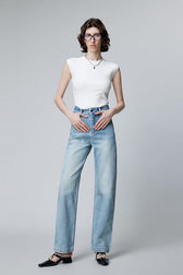 High-Waist Straight-Leg Denim Jeans