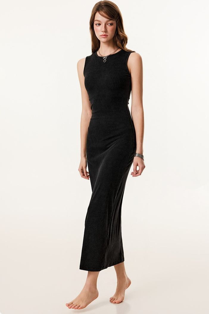 Slim Fitted Knit Tank Sweater Dress