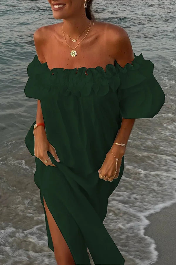 Timeless Halima Shoulder Hugging Midi Dress Premium Wardrobe Essential