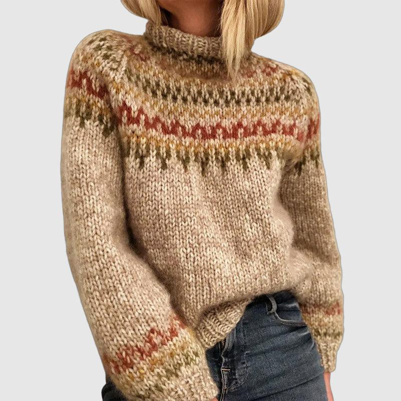 Turtleneck Fair Isle Long Sleeve Knit Sweater