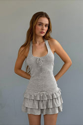 U Neck Halter A Line Mini Slip Dress