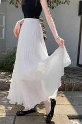 Chiffon Pleated Flowing Maxi Skirt