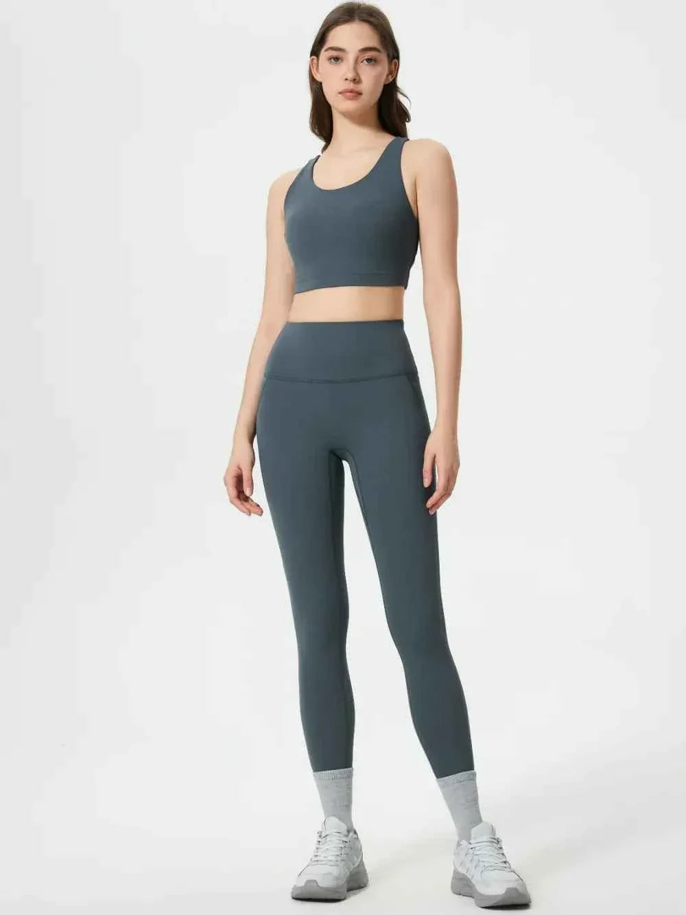 High Waist Wide Waistband Ankle Length Active Leggings 16