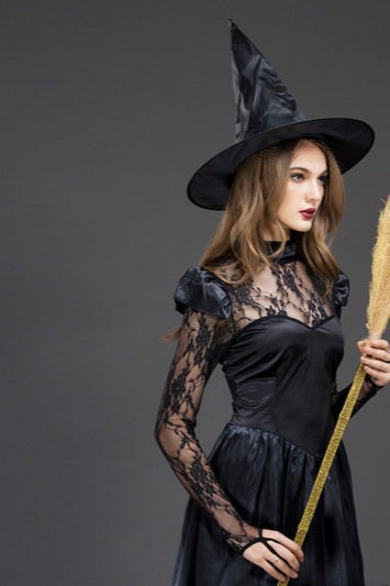 Sexy Black Lace Witch Cosplay Halloween Costume