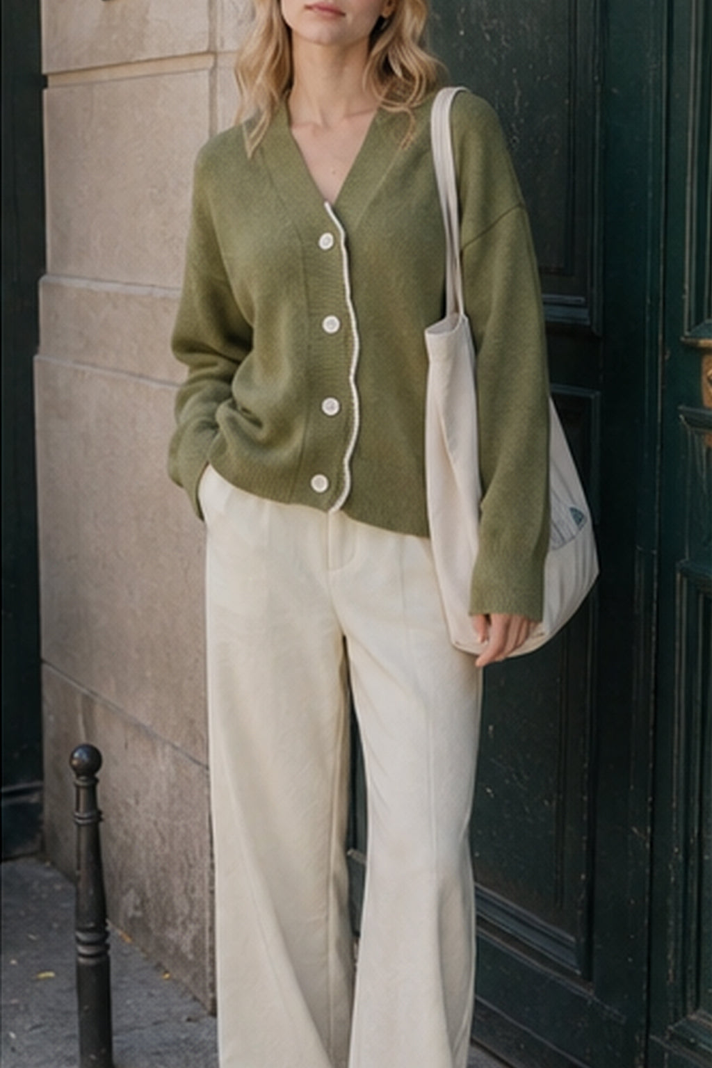 V-neck Loose Knit Cardigan