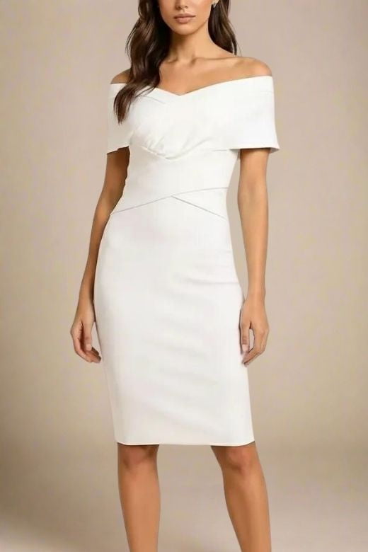 Bea Bandage Dress - White Pearl